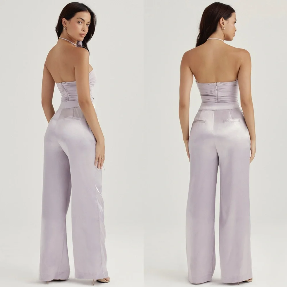 HOUSE OF CB 'Alivia' Grey Satin Trousers - Picture 2 of 4